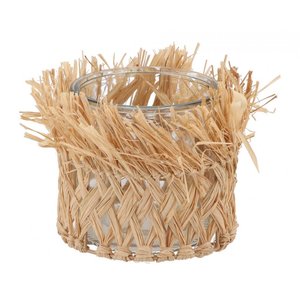 Kaarsenhouder Ibiza Natural Straw 17x17cm - afbeelding 1