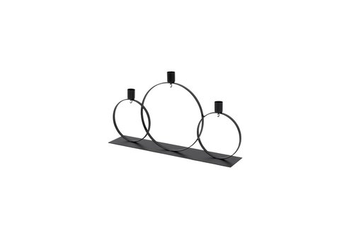 Kandelaar 3-ring + hook B 40 x H 25 cm black - afbeelding 1