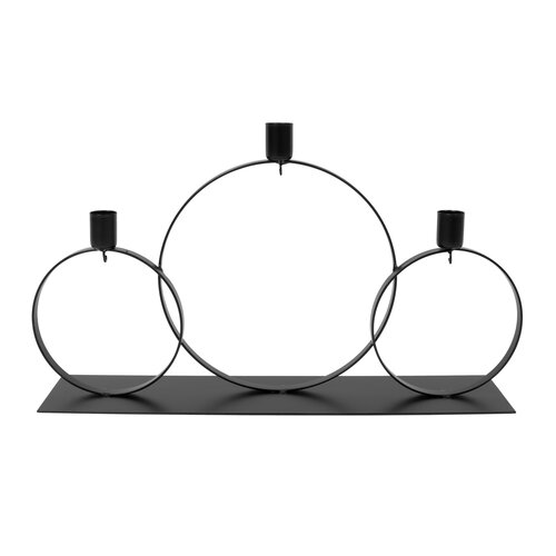 Kandelaar 3-ring + hook B 40 x H 25 cm black - afbeelding 2