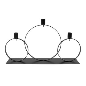 Kandelaar 3-ring + hook B 40 x H 25 cm black - afbeelding 2