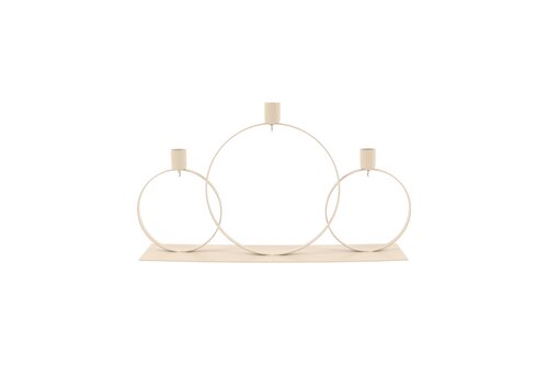 Kandelaar 3-ring + hook B 40 x H 25 cm woolwhite - afbeelding 2