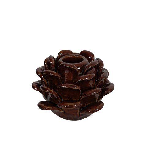 Kandelaar dennenappel D 8 x H 6,5 cm retro brown