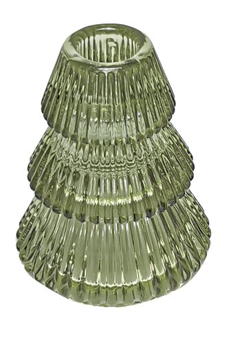 Kandelaar glas 'kerstboom' D 8 x H 10 cm groen