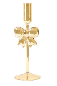 Kandelaar glas 'Strik'  D 8 x H 23 cm champagne