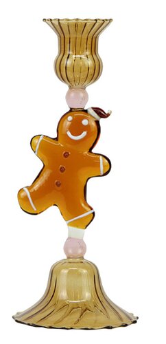 Kandelaar peperkoek glas - D9xH21cm