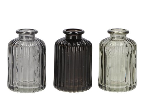 Karakum grey glas fles 6x6x10cm
