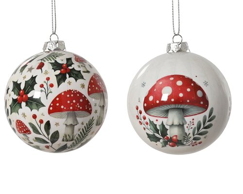 Kerstbal foam - D8cm Groen/rood - 2 Varianten - afbeelding 1