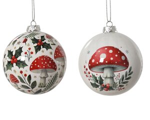 Kerstbal foam - D8cm Groen/rood - 2 Varianten - afbeelding 1