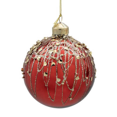 Kerstbal glas chocoladelook - D8cm Rood