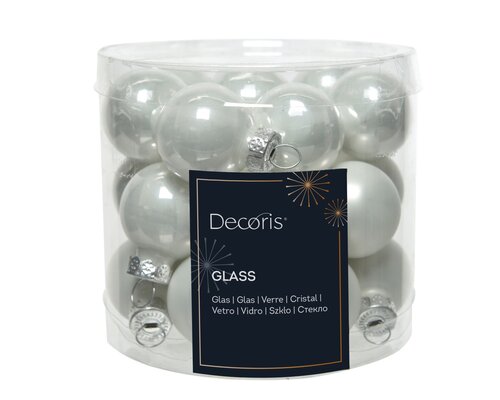 kerstbal glas d2.5cm winterwit 24st - afbeelding 1