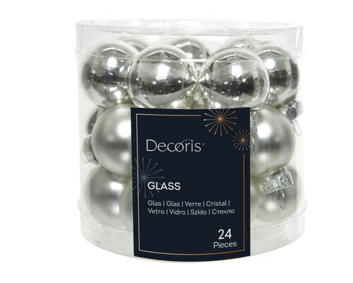 kerstbal glas d2.5cm zilver 24st - afbeelding 1