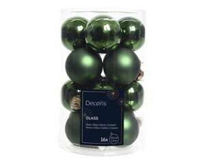 kerstbal glas d3.5cm d.grn 16st - afbeelding 1