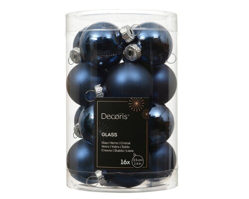 kerstbal glas d3.5cm n.blauw 16st - afbeelding 1