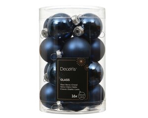 kerstbal glas d3.5cm n.blauw 16st - afbeelding 1