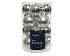 kerstbal glas d3.5cm zilver 16st - afbeelding 1