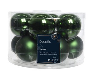 Kerstbal glas d5cm dengrn ass 12st - afbeelding 1
