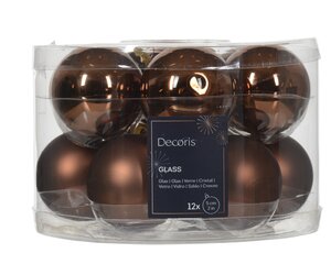 Kerstbal glas d5cm espresso ass 12st - afbeelding 1