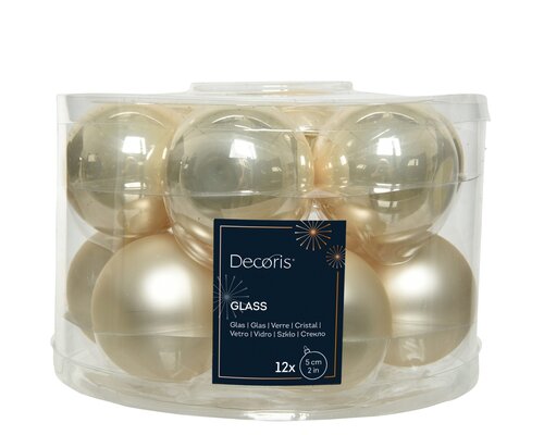 Kerstbal glas d5cm parel ass 12st - afbeelding 1