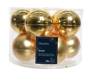 Kerstbal glas d6cm goud ass 10st - afbeelding 1