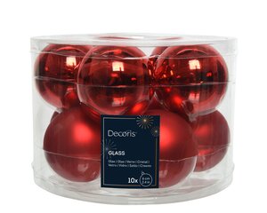 Kerstbal glas d6cm kerstrood ass 10st - afbeelding 1