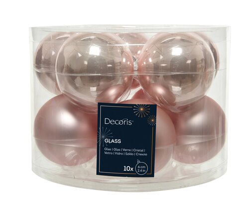 Kerstbal glas d6cm pdrrz ass 10st - afbeelding 1