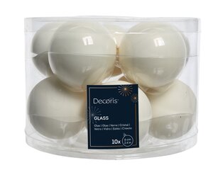 Kerstbal glas d6cm wolwit ass 10st - afbeelding 1