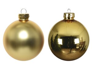 Kerstbal glas d7cm goud ass 8st - afbeelding 2
