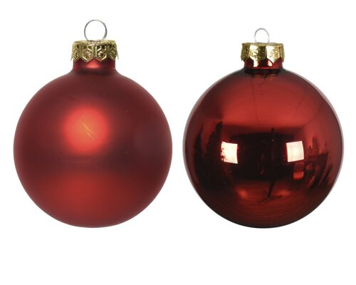 Kerstbal glas d7cm kerstrood ass 8st - afbeelding 3