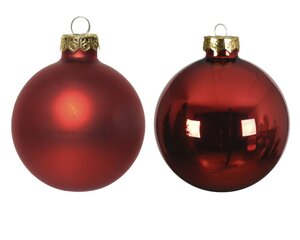 Kerstbal glas d7cm kerstrood ass 8st - afbeelding 3