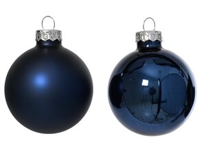 Kerstbal glas d7cm nachtblauw ass 8st - afbeelding 2