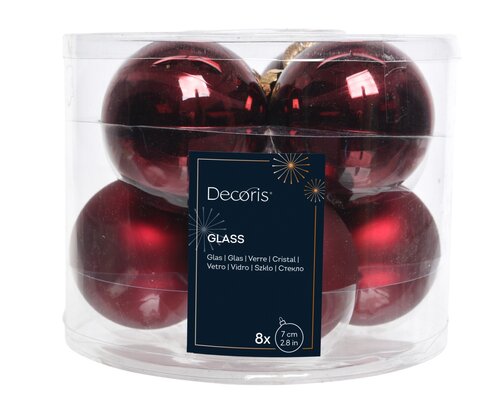 Kerstbal glas d7cm ossnbld ass 8st - afbeelding 1
