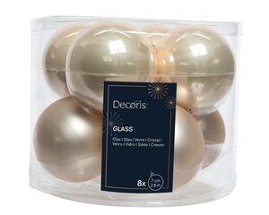 Kerstbal glas d7cm parel ass 8st - afbeelding 1
