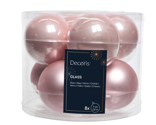 Kerstbal glas d7cm pdrrz ass 8st - afbeelding 1