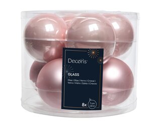 Kerstbal glas d7cm pdrrz ass 8st - afbeelding 1