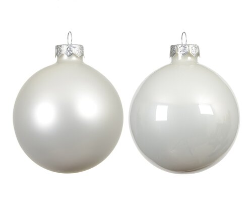 Kerstbal glas d7cm wntrwit ass 8st - afbeelding 2