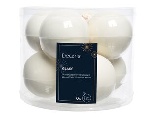 Kerstbal glas d7cm wolwit ass 8st - afbeelding 1