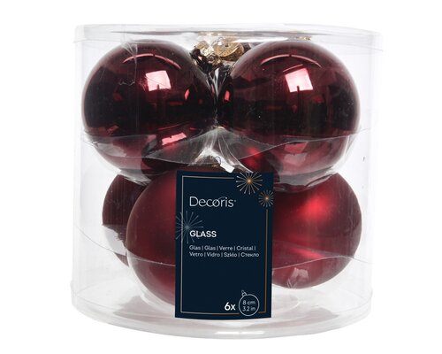 Kerstbal glas d8cm ossnbld ass 6st - afbeelding 1