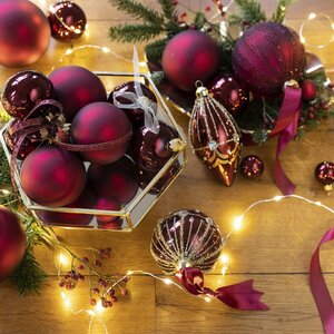 Kerstbal glas d8cm ossnbld ass 6st - afbeelding 2
