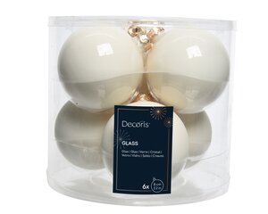 Kerstbal glas d8cm wolwit ass 6st - afbeelding 1