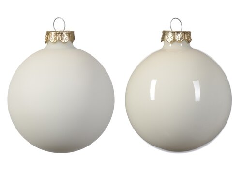 Kerstbal glas d8cm wolwit ass 6st - afbeelding 2