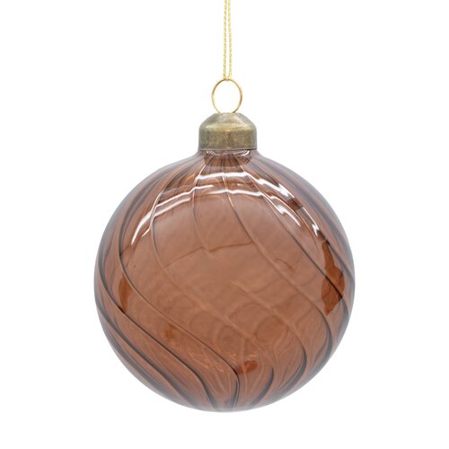 Kerstbal glas gedraaid - D8cm Amber