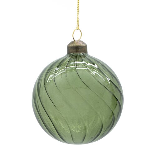 Kerstbal glas gedraaid - D8cm Groen