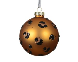 Kerstbal glas panterprint - D8cm Goud - afbeelding 1