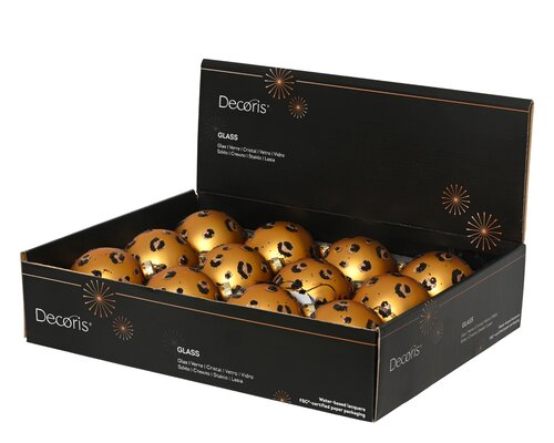 Kerstbal glas panterprint - D8cm Goud - afbeelding 2