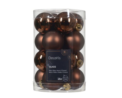 Kerstbal gls d3.5cm espresso ass 16st - afbeelding 1