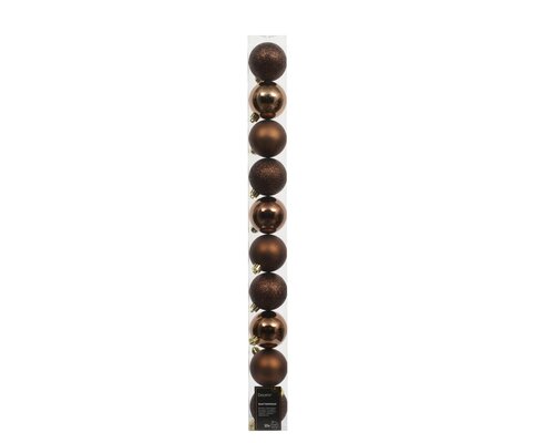 Kerstbal kunststof d6cm espresso 10st - afbeelding 1