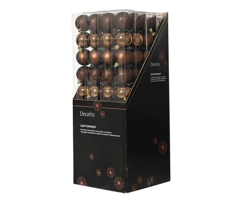 Kerstbal kunststof d6cm espresso 10st - afbeelding 3
