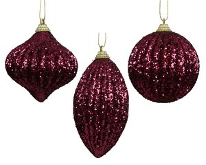 Kerstbal kunststof - D8cm Donkerroze per stuk - afbeelding 1