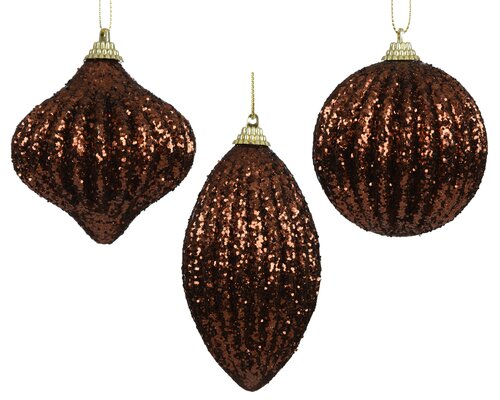 Kerstbal kunststof - D8cm Espresso per stuk - afbeelding 1