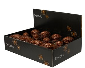 Kerstbal kunststof - D8cm Espresso per stuk - afbeelding 2